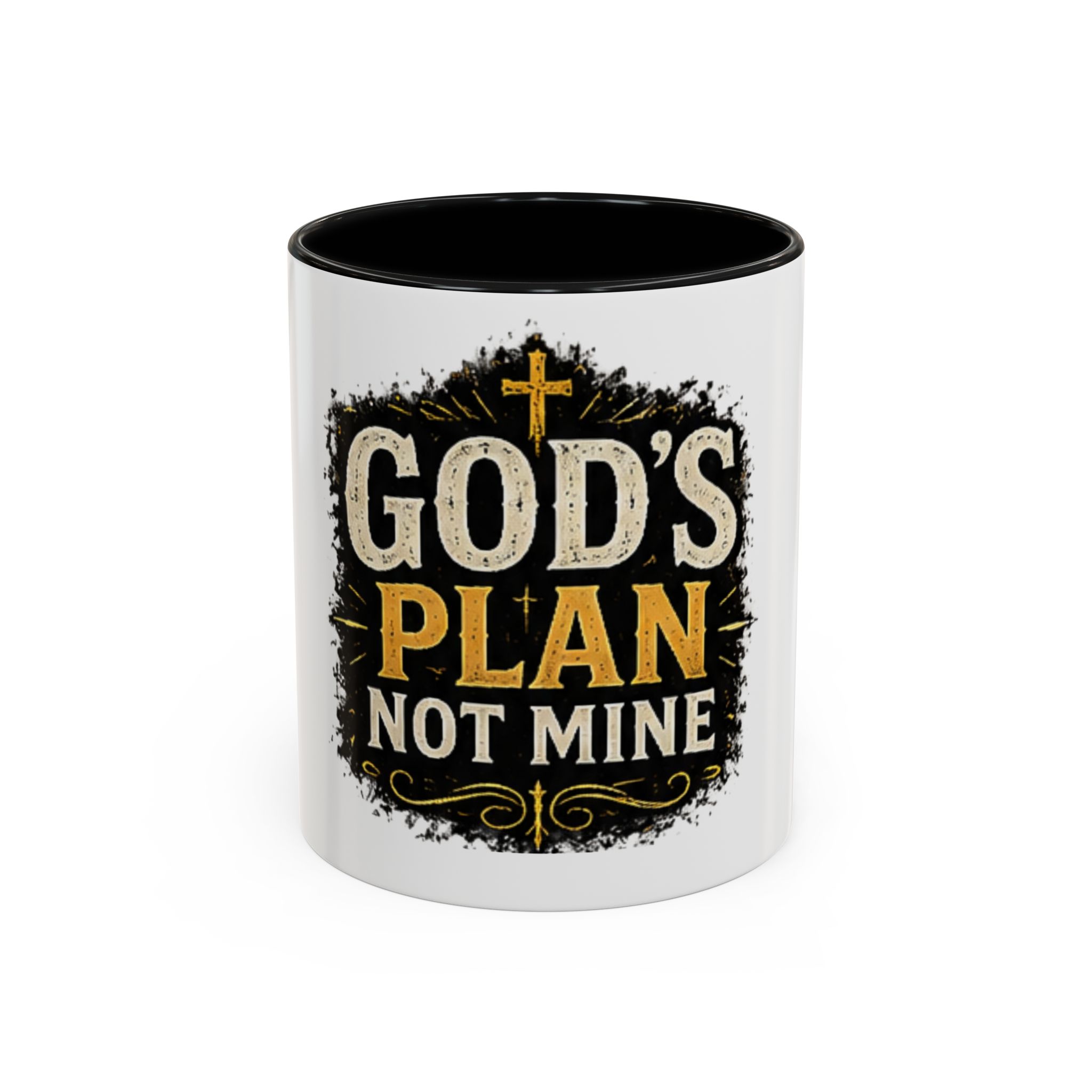 God's Plan Not Mine Accent Coffee Mug — Inspirational Christian Coffee Cup (11/15oz)