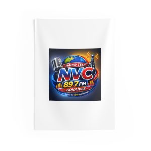 NVC 89.7 FM Gonaïves Radio Logo Indoor Wall Tapestry